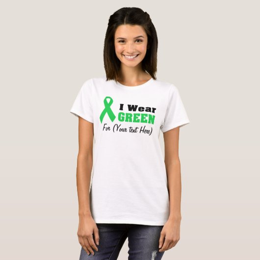 Custom Green Ribbon Awareness T-shirt (Voorkant volledig)