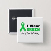 Custom Green Ribbon Awareness Vierkante Button 5,1 Cm (Voorkant /achterkant)