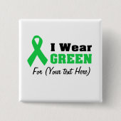 Custom Green Ribbon Awareness Vierkante Button 5,1 Cm (Voorkant)