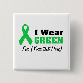 Custom Green Ribbon Awareness Vierkante Button 5,1 Cm