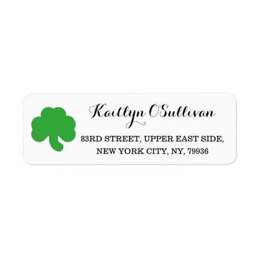 Custom Green Shamrock Clover Irish St Patricks Day Etiket (Voorkant)