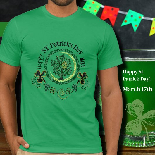 Custom Green Sharmrock Tree of Life T-shirt