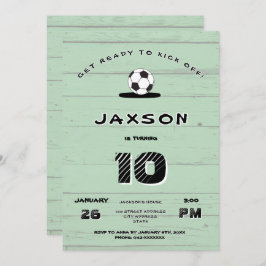 Custom Green Soccer Birthday Invitation Kaart