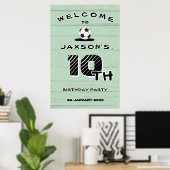 Custom Green Soccer Birthday Welcome Poster (Thuiskantoor)