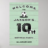 Custom Green Soccer Birthday Welcome Poster (Voorkant)