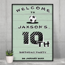 Custom Green Soccer Birthday Welcome Poster