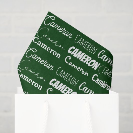 Custom Green Typography Name Collage Christmas Tissuepapier (Cadeauzakje)