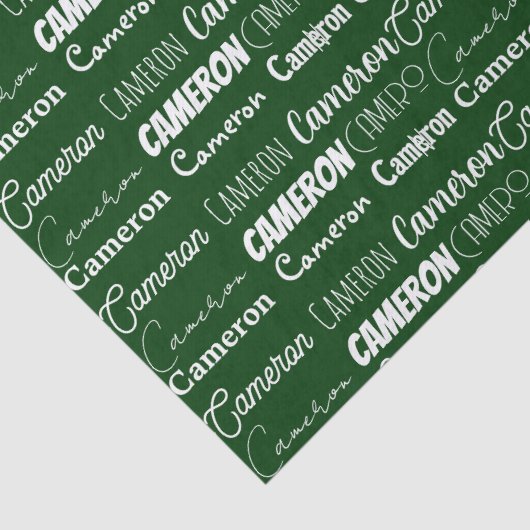 Custom Green Typography Name Collage Christmas Tissuepapier (Detail)