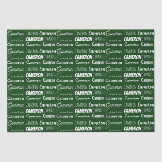 Custom Green Typography Name Collage Christmas Tissuepapier (Voorkant)