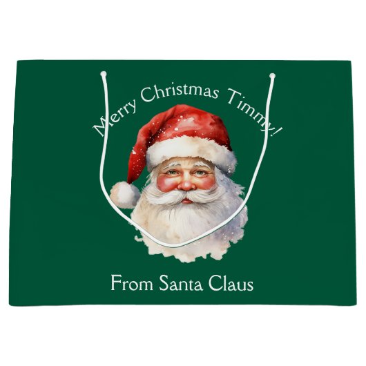 Custom Green van Santa Claus Kinder Kerst Groot Cadeauzakje (Voorkant)