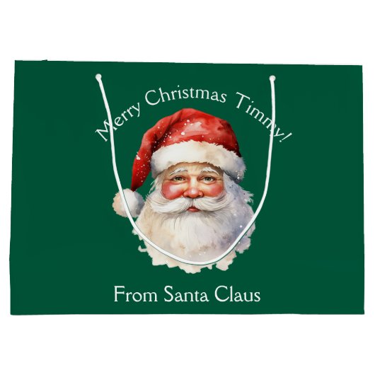Custom Green van Santa Claus Kinder Kerst Groot Cadeauzakje (Achterkant)