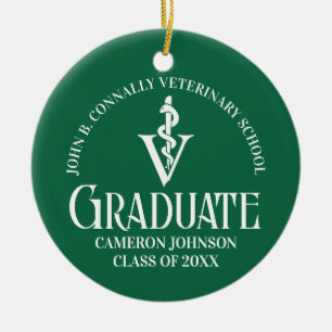 Custom Green Veterinaire School Afstuderen Gift Keramisch Ornament