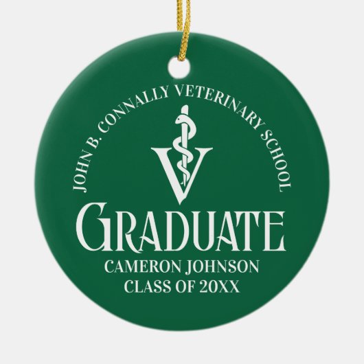 Custom Green Veterinaire School Afstuderen Gift Keramisch Ornament (Voorkant)