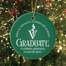 Custom Green Veterinaire School Afstuderen Gift Keramisch Ornament