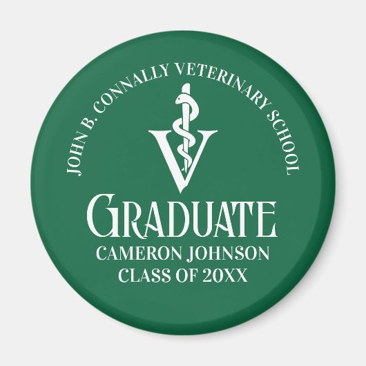 Custom Green Veterinaire School Afstuderen Magneet (Voorkant)