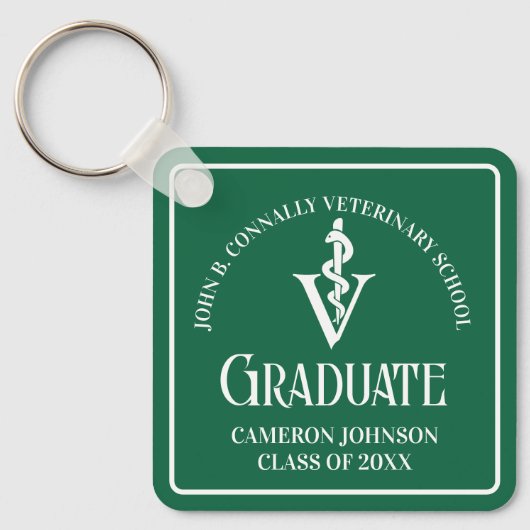 Custom Green Veterinaire School Afstuderen Sleutelhanger (Voorkant)