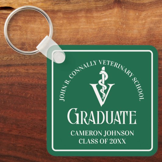 Custom Green Veterinaire School Afstuderen Sleutelhanger (Voorkant)