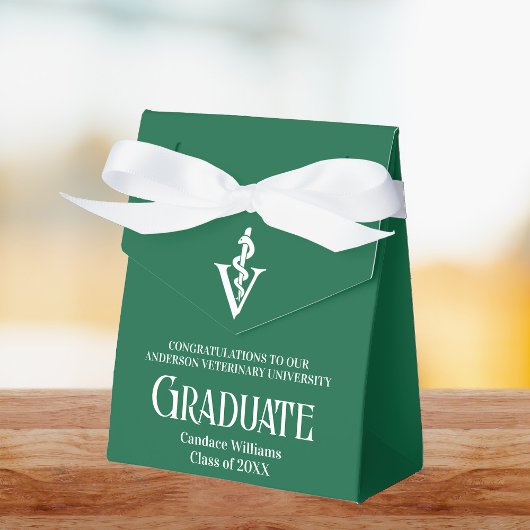 Custom Green Veterinaire School Graduation Party Bedankdoosjes