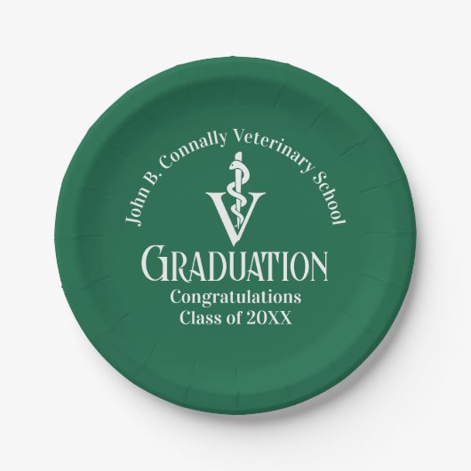 Custom Green Veterinaire School Graduation Party Papieren Bordje (Voorkant)