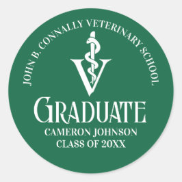 Custom Green Veterinaire School Graduation Party Ronde Sticker