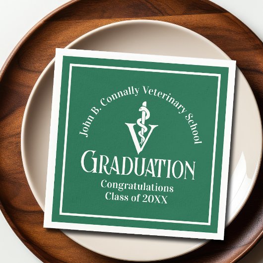 Custom Green Veterinaire School Graduation Party Servet