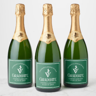 Custom Green Veterinaire School Graduation Party Sparkling Wijnetiket