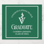 Custom Green Veterinaire School Graduation Party Sparkling Wijnetiket (Enkel label)