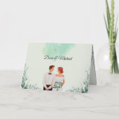 Custom green watercolor flowy wedding bedankkaart (Achterkant)