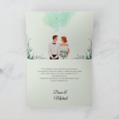 Custom green watercolor flowy wedding bedankkaart (Binnen)