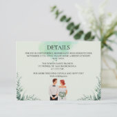 Custom green watercolor flowy wedding informatiekaartje (Staand voorkant)