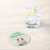 Custom green watercolor flowy wedding ronde kartonnen onderzetter (Insitu)