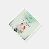 Custom green watercolor flowy wedding servet (Hoek)