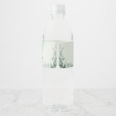 Custom green watercolor flowy wedding waterfles etiket (Achterkant)