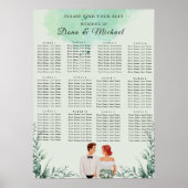 Custom green watercolor wedding seating chart poster (Voorkant)
