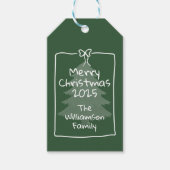 Custom Green Whimsical Doodle Christmas  Cadeaulabel (Voorkant)