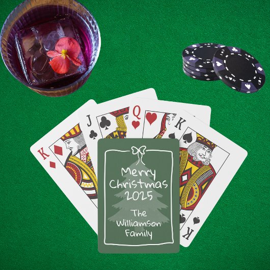 Custom Green Whimsical Doodle Christmas Gift  Pokerkaarten