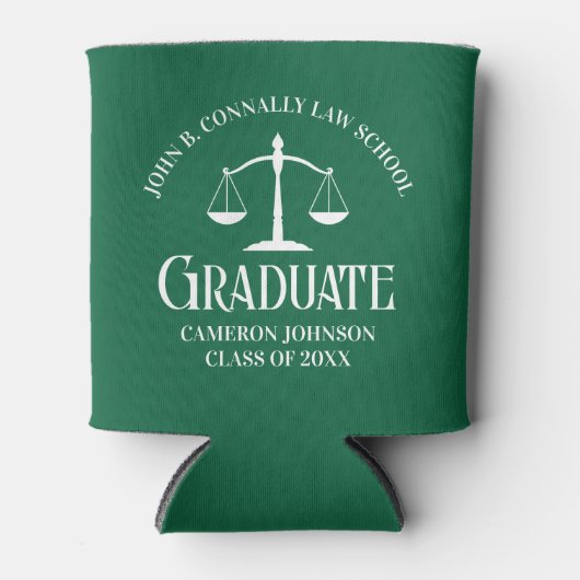 Custom Green White Law School Afstudeerfeest Blikjeskoeler (Voorkant)