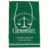 Custom Green White Law School Afstudeerfeest Medium Cadeauzakje (Voorkant)