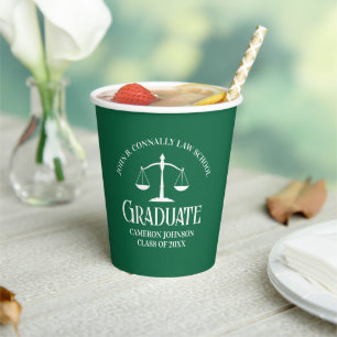 Custom Green White Law School Afstudeerfeest Papieren Bekers