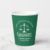 Custom Green White Law School Afstudeerfeest Papieren Bekers (Voorkant)