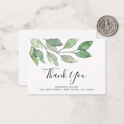 Custom Greenery Bedankt Notitiekaartje (Voorkant / Achterkant in situ)