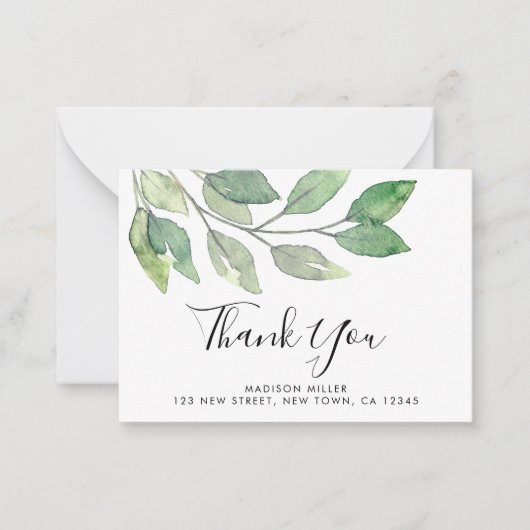 Custom Greenery Bedankt Notitiekaartje (Voorkant)
