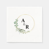 Custom Greenery Paar Initialen Trouwpapier Servet (Voorkant)