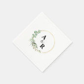 Custom Greenery Paar Initialen Trouwpapier Servet (Hoek)