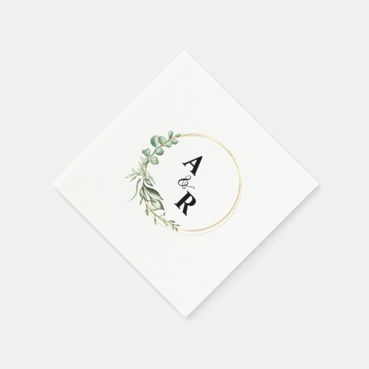 Custom Greenery Paar Initialen Trouwpapier Servet (Hoek)