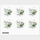 Custom Greenery Wedding Favorieten Tropische bruil Ronde Sticker (Vel)