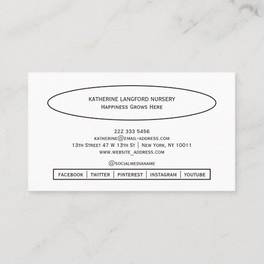 Custom Greenleaf Nursery Branding Visitekaartje (Achterkant)