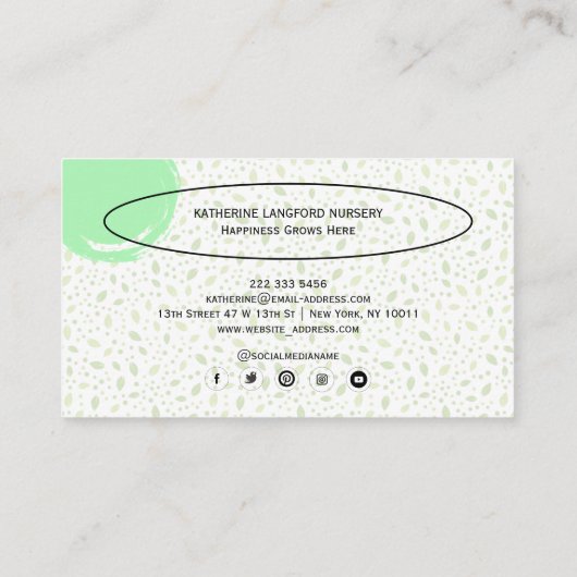 Custom Greenleaf Nursery Branding  Visitekaartje (Achterkant)