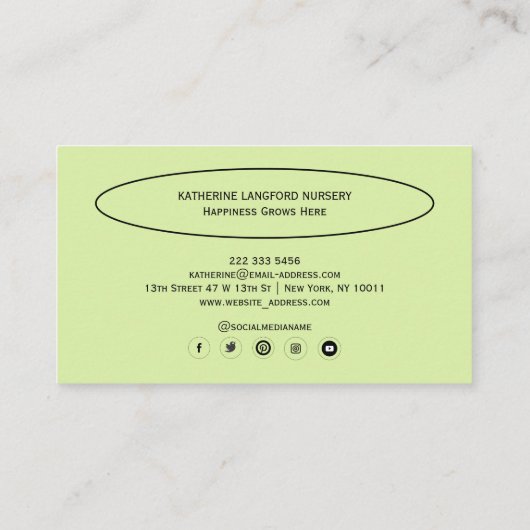 Custom Greenleaf Nursery Branding Visitekaartje (Achterkant)