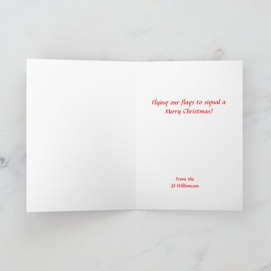 Custom Greeting Boat Signal Flag Christmas Kaart (Binnen)